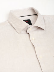 Men Beige Regular Fit Solid Formal Shirt