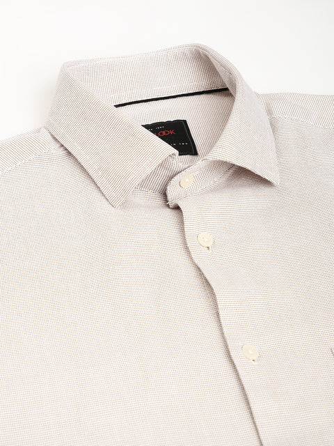 Men Beige Regular Fit Solid Formal Shirt
