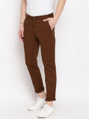 Men Brown Casual Slim Fit Trouser