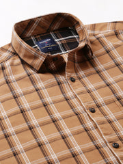 Men Khaki Slim Fit Checkered Casual Shirt