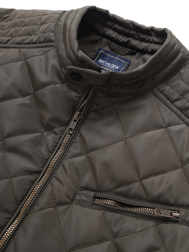 Men Olive Regular Fit Padded Solid Jacket