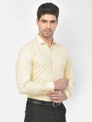 Men Beige Regular Fit Solid Formal Shirt