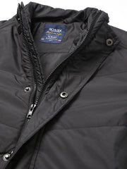 Men Black Regular Fit Puffer Solid Jacket