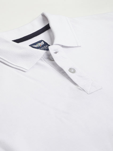 Men White Regular Fit Solid Polo Neck T-Shirt