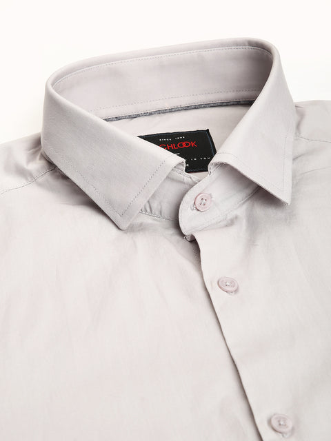 Men Grey Regular Fit Solid Formal Shirt