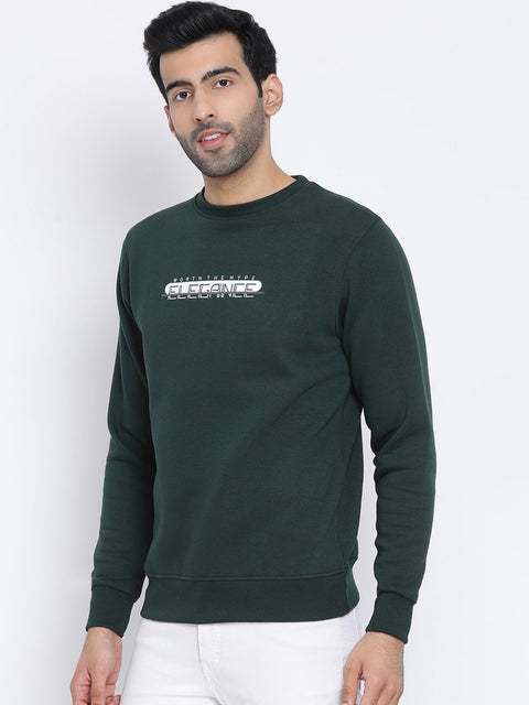 Men Hunter Green Regular Fit Crew Neck Sweat Shirt