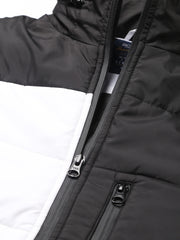 Men White Regular Fit Puffer Color Blocked Jacket