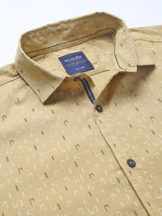 Men Khaki Slim Fit Printed Casual Shirt