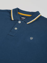 Men Turq Regular Fit Solid Polo Neck T-Shirt