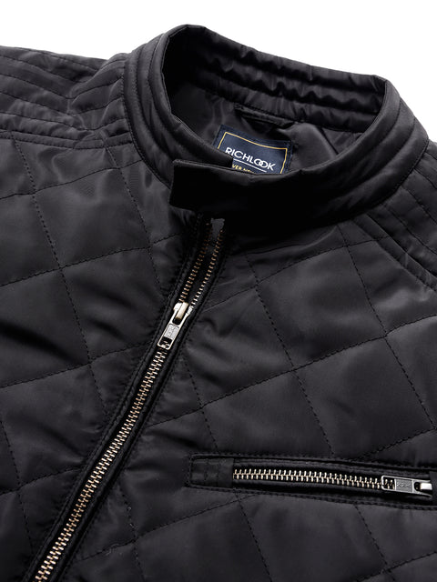 Men Black Regular Fit Padded Solid Jacket