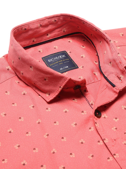 Men Pink Slim Fit Printed Casual Shirt