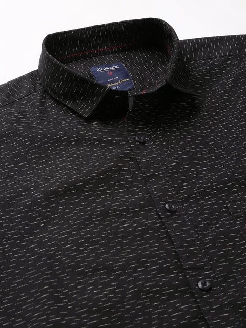 Men Black Slim Fit Printed Casual Shirt
