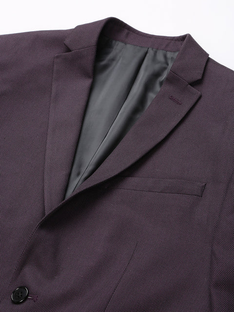 Men Wine 3 Piece Solid Formal Suit