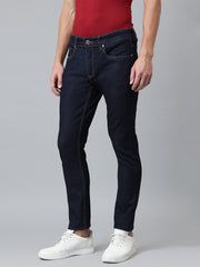 Men Dark Blue Slim Fit Mid Rise Clean Look Streachable Jeans