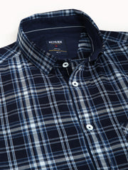 Men Indigo Slim Fit Checkered Casual Shirt