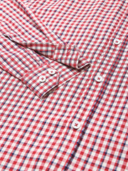 Men Red Slim Fit Checkered Casual Shirt