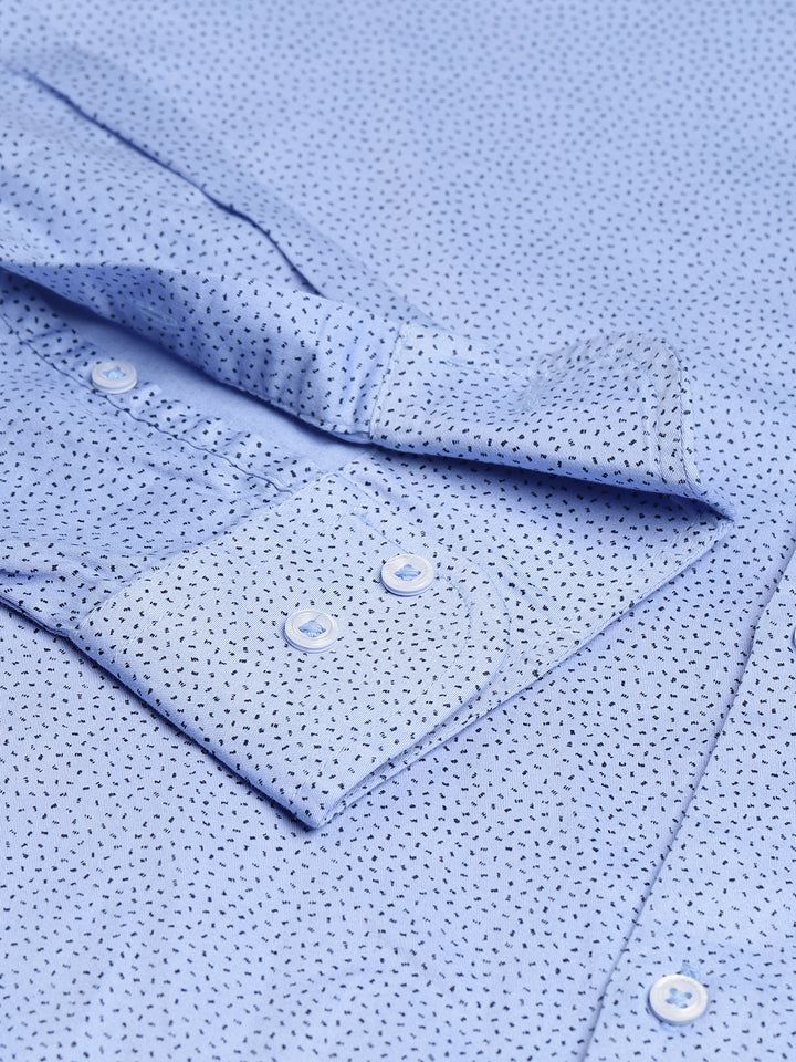 Men Blue Slim Fit Printed Club Wear Shirt