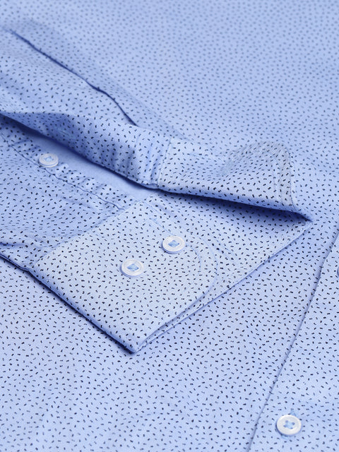 Men Blue Slim Fit Printed Club Wear Shirt