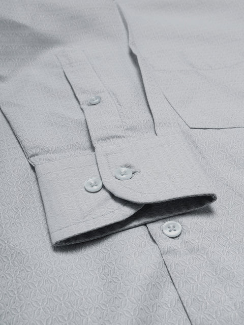 Men Grey Regular Fit Solid Formal Shirt