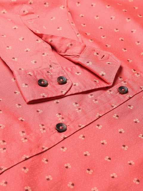Men Pink Slim Fit Printed Casual Shirt