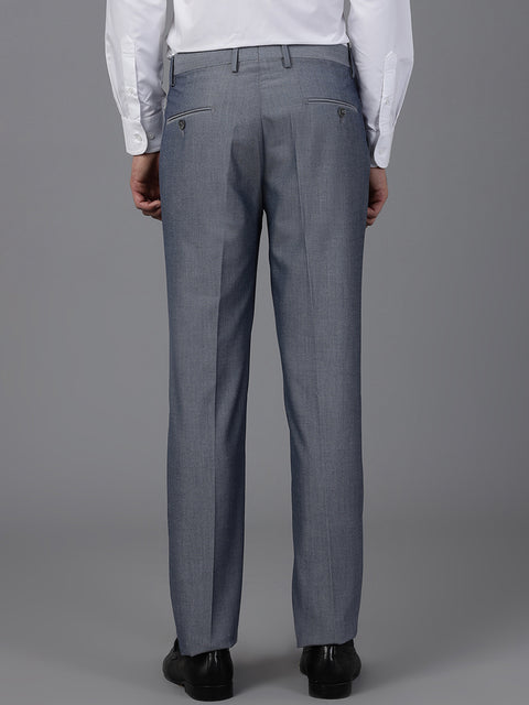 Men Blue Smart Fit Mid Rise Formal Trouser