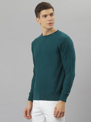 Men Olive Regular Fit Round Neck Full Sleeve Sweater