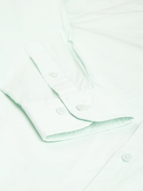 Men Light Green Regular Fit Solid Formal Shirt