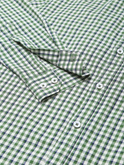 Men Green Slim Fit Checkered Casual Shirt