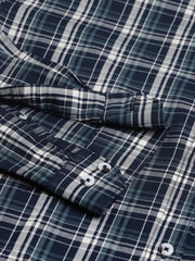 Men Navy  Slim Fit Checkered Casual Shirt