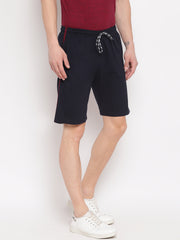 Men Navy Regular Fit Side Pkt Solid Shorts