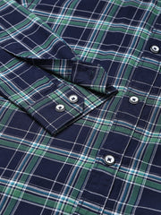 Men Green Slim Fit Checkered Casual Shirt