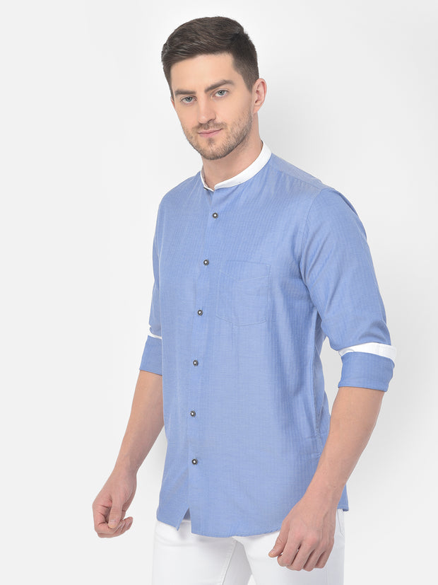 Men Blue Slim Fit Printed Casual Shirt