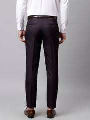 Men Wine Smart Fit Mid Rise Formal Trouser