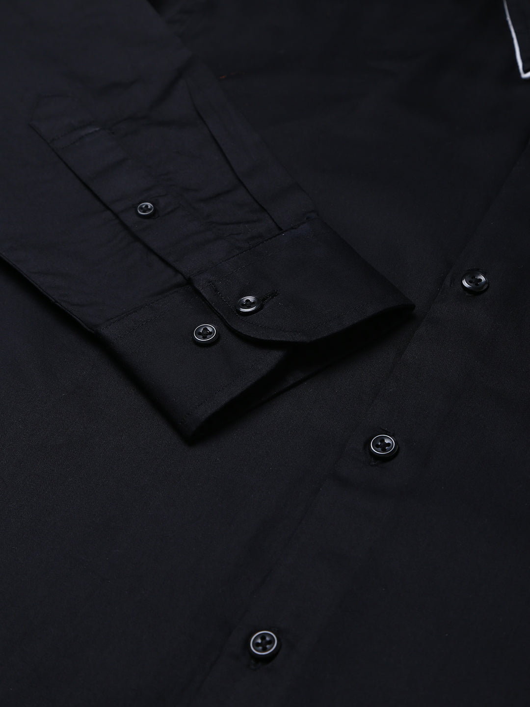Men Black Slim Fit Solid Club Wear Shirt