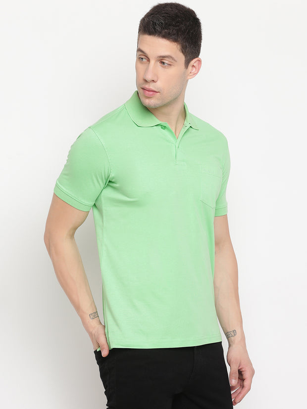 Lime Green Regular Fit Polo Neck T-Shirt