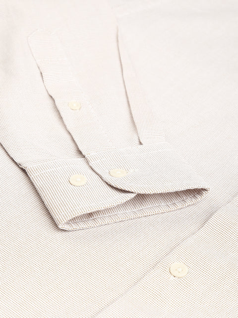 Men Beige Regular Fit Solid Formal Shirt