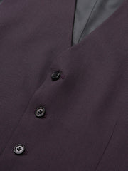 Men Wine 3 Piece Solid Formal Suit