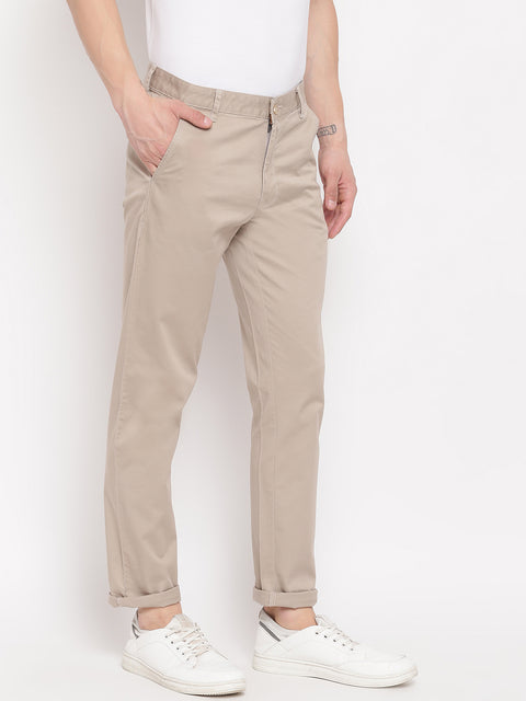 Men Beige Casual Slim Fit Trouser