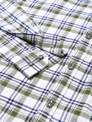 Men Olive Slim Fit Checkered Casual Shirt