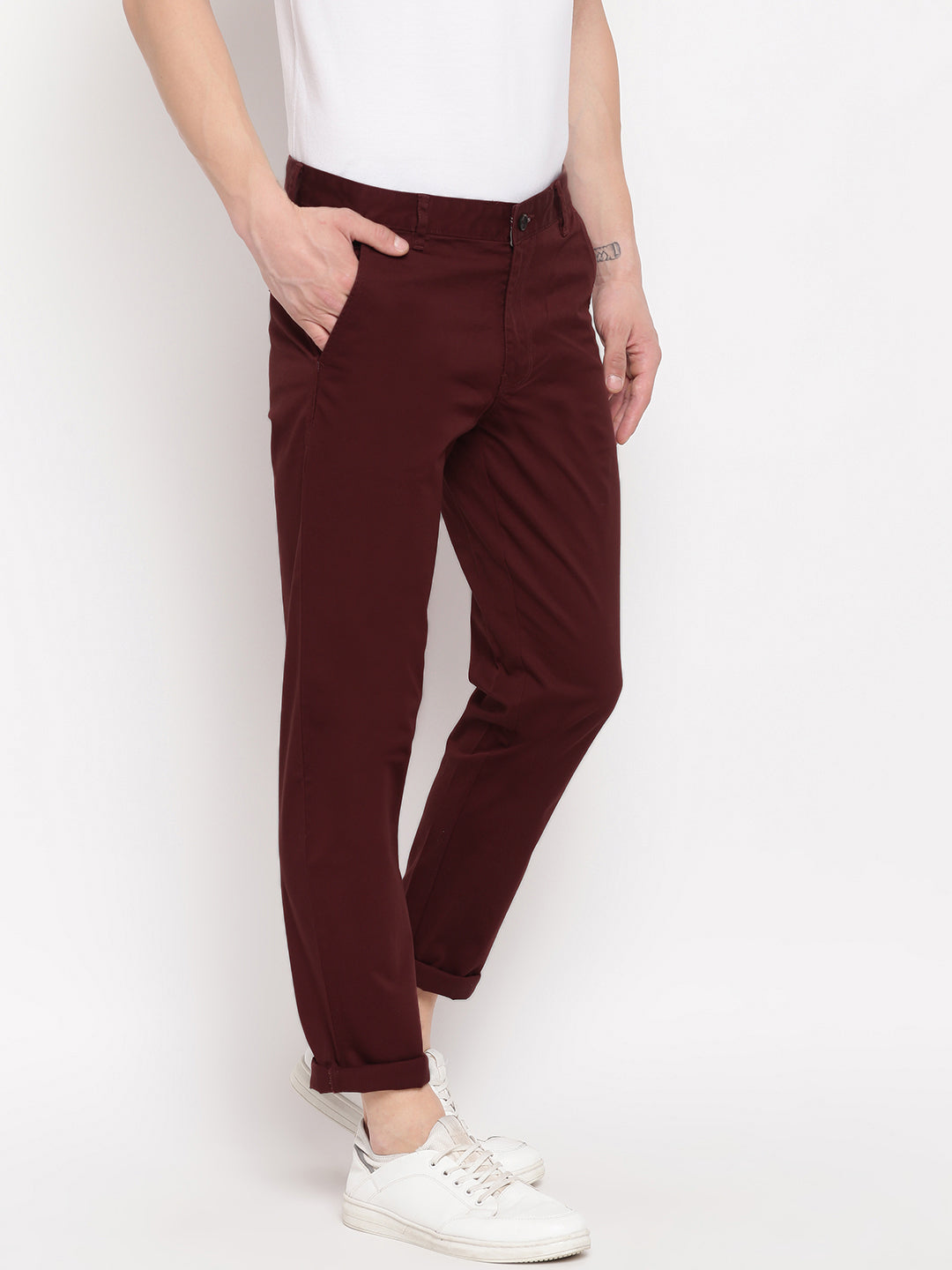 Men's suit slim-fit vest and burgundy trousers in beige squares - CU116