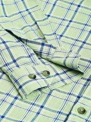 Men Light Green  Slim Fit Checkered Casual Shirt