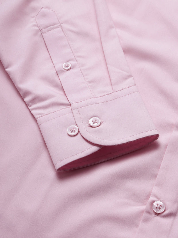 Men Baby Pink Regular Fit Solid Formal Shirt