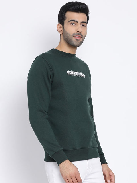 Men Hunter Green Regular Fit Crew Neck Sweat Shirt