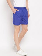 Men Royal Blue Regular Fit Side Pkt Solid Shorts