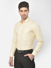 Men Beige Regular Fit Solid Formal Shirt