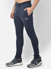 Men Blue Slim Fit Mid Rise Solid Lower