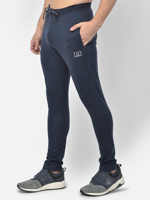 Men Blue Slim Fit Mid Rise Solid Lower