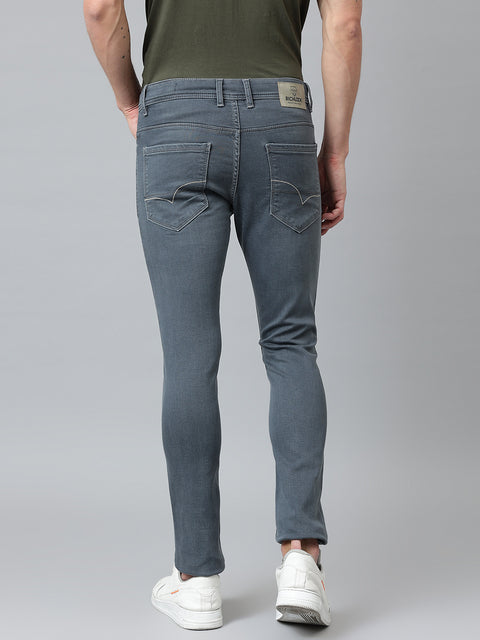 Men Dark Grey Slim Fit Mid Rise Clean Look Streachable Jeans