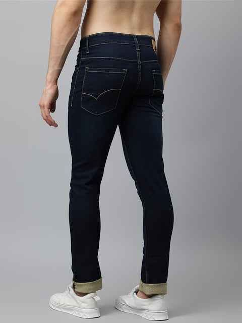 Men Navy Tint Slim Fit Mid Rise Clean Look Strechable Jeans