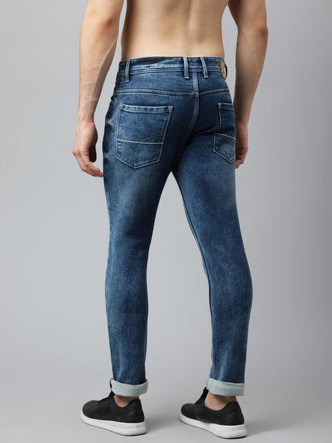 Men Ice Blue Slim Fit Mid Rise Clean Look Strechable Jeans